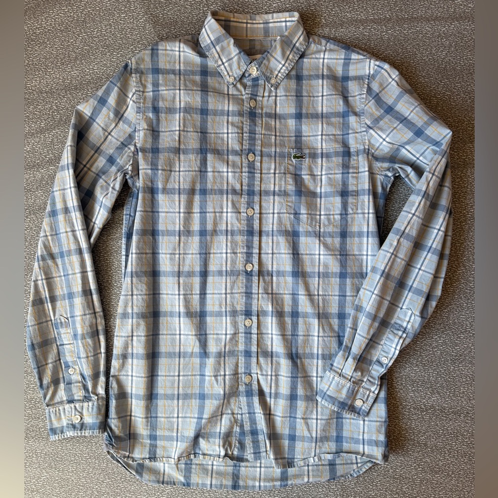 Lacoste Men's Blue Plaid Shirt - Small